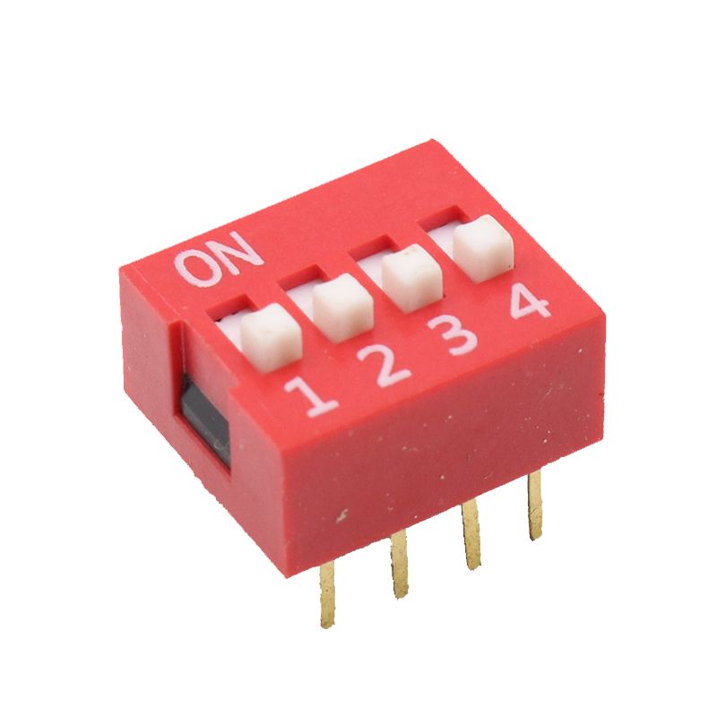 DIP-switch 4-polig rood 2.54mm pitch